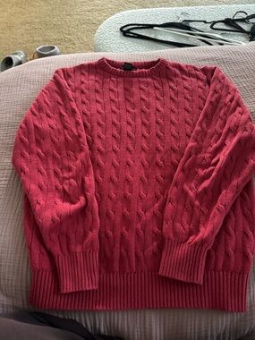 Jos A Bank Men's Cable Knit Sweater in red